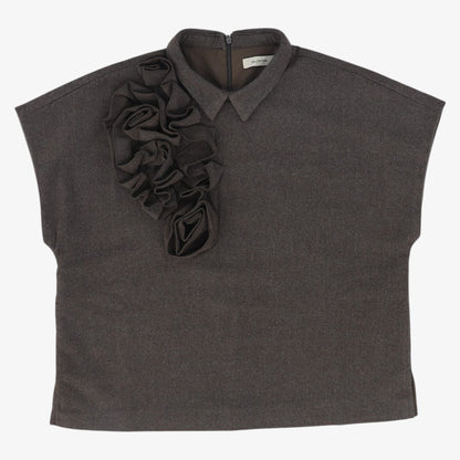 Flower Detail Vest - Brown