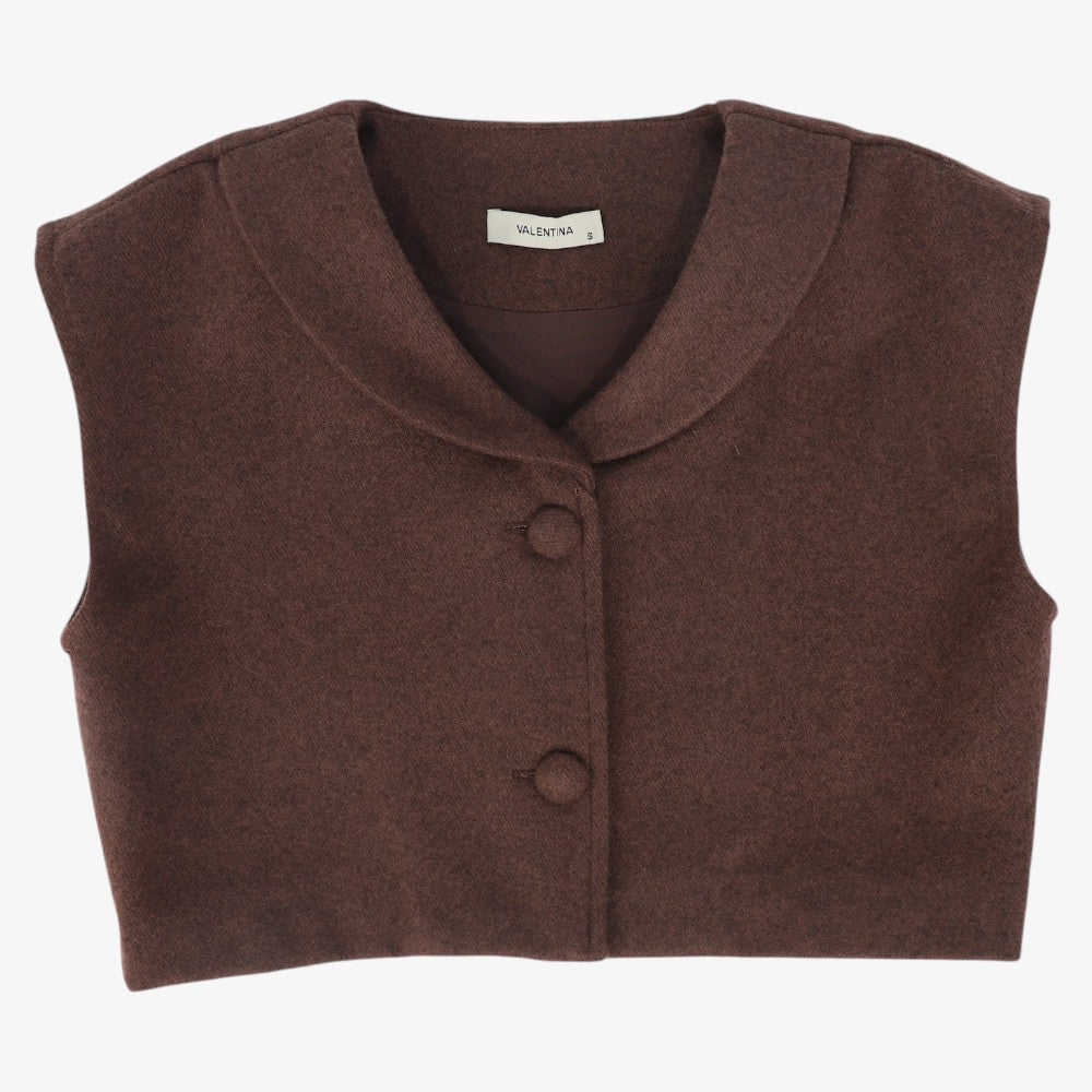 Button Wool Vest - Rust