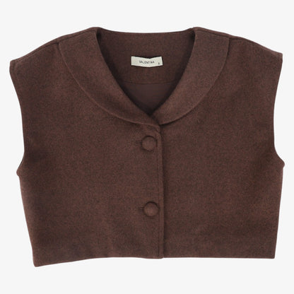 Button Wool Vest - Rust