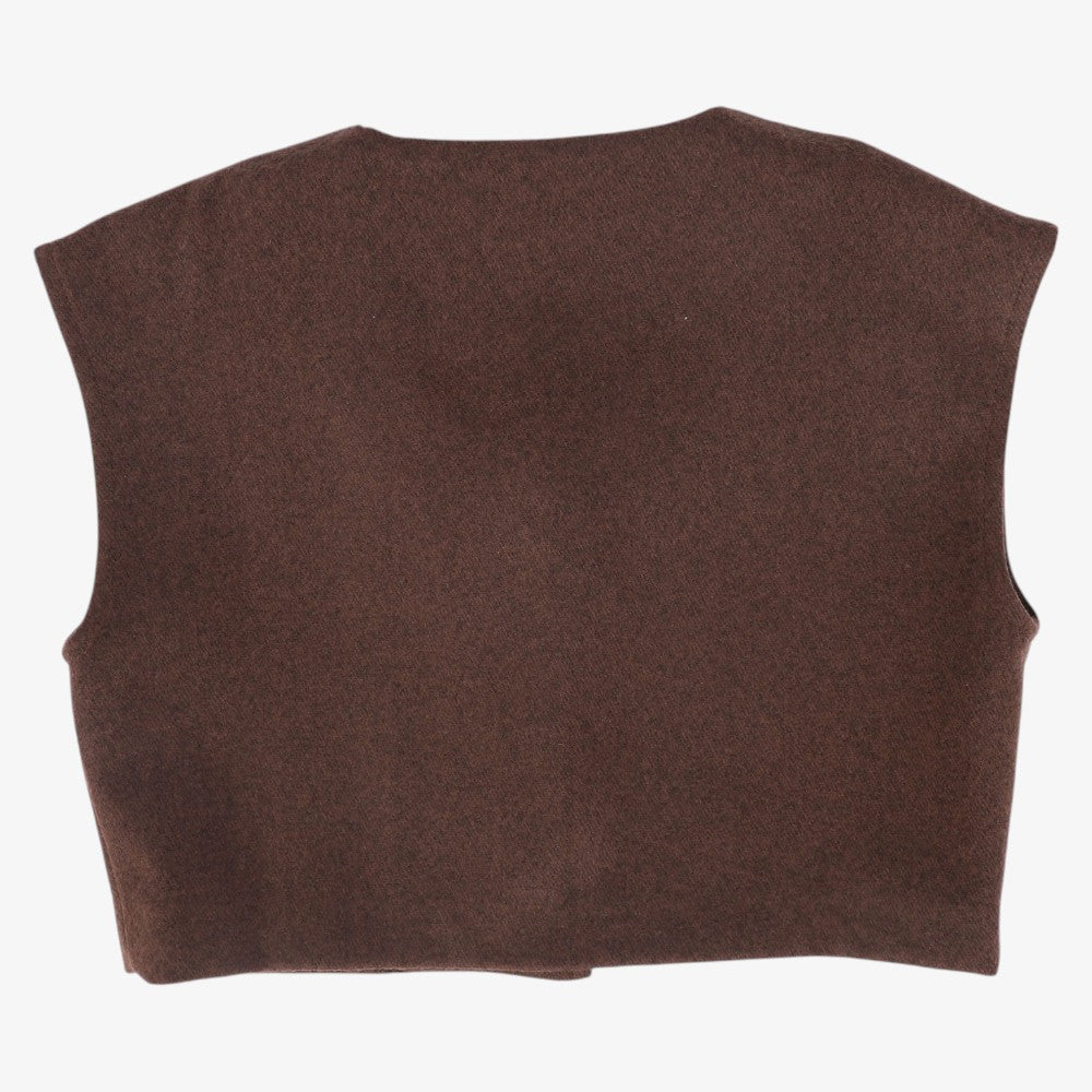 Button Wool Vest - Rust