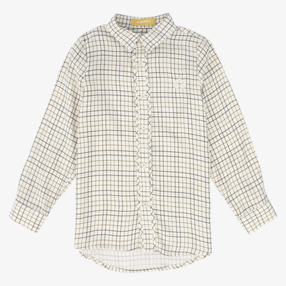 Printed Collar Shirt - White &amp; Brown