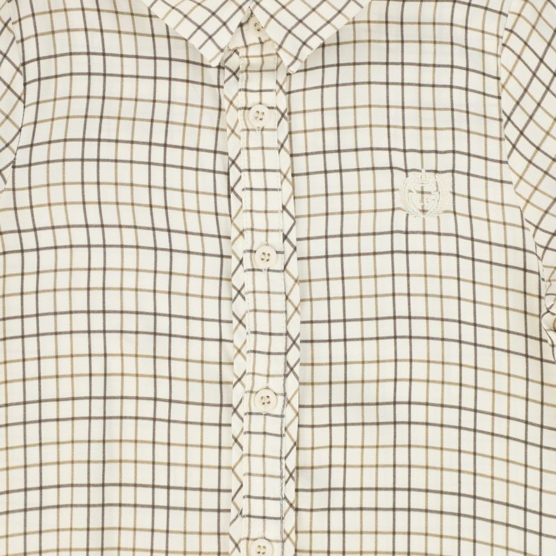 Printed Collar Shirt - White &amp; Brown