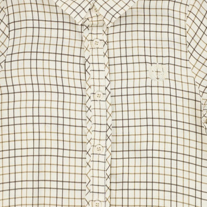 Printed Collar Shirt - White &amp; Brown