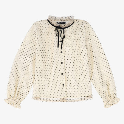 Velvet Polka Dot Blouse - Cream