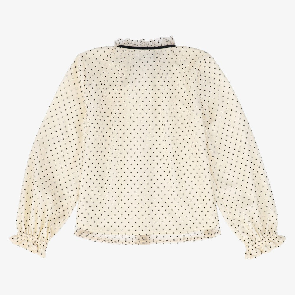 Velvet Polka Dot Blouse - Cream