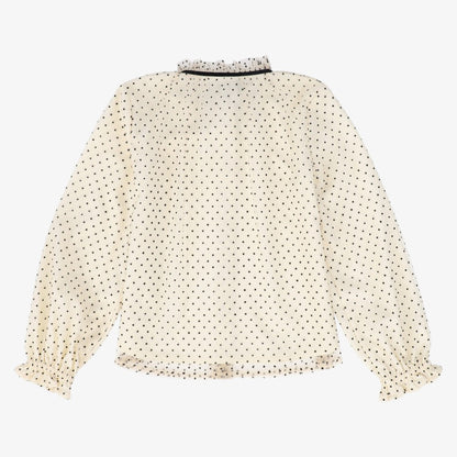 Velvet Polka Dot Blouse - Cream