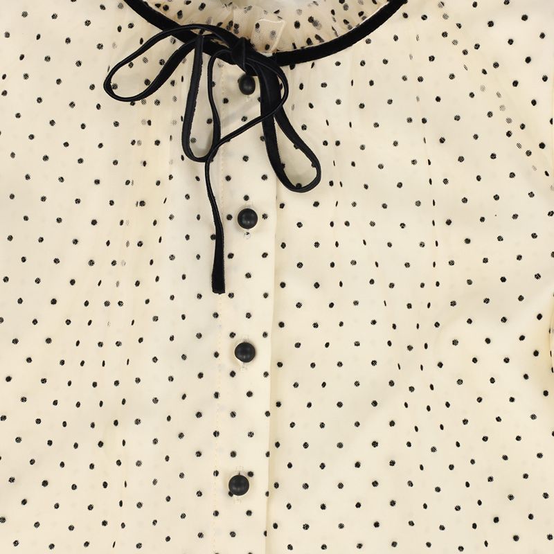 Velvet Polka Dot Blouse - Cream