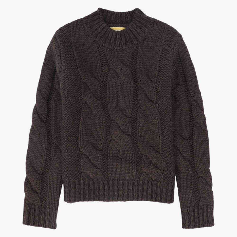 Cable Chunky Knit Sweater - Brown