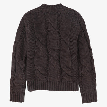 Cable Chunky Knit Sweater - Brown