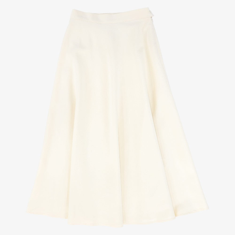 Waisted A-Line Maxi Skirt - Cream