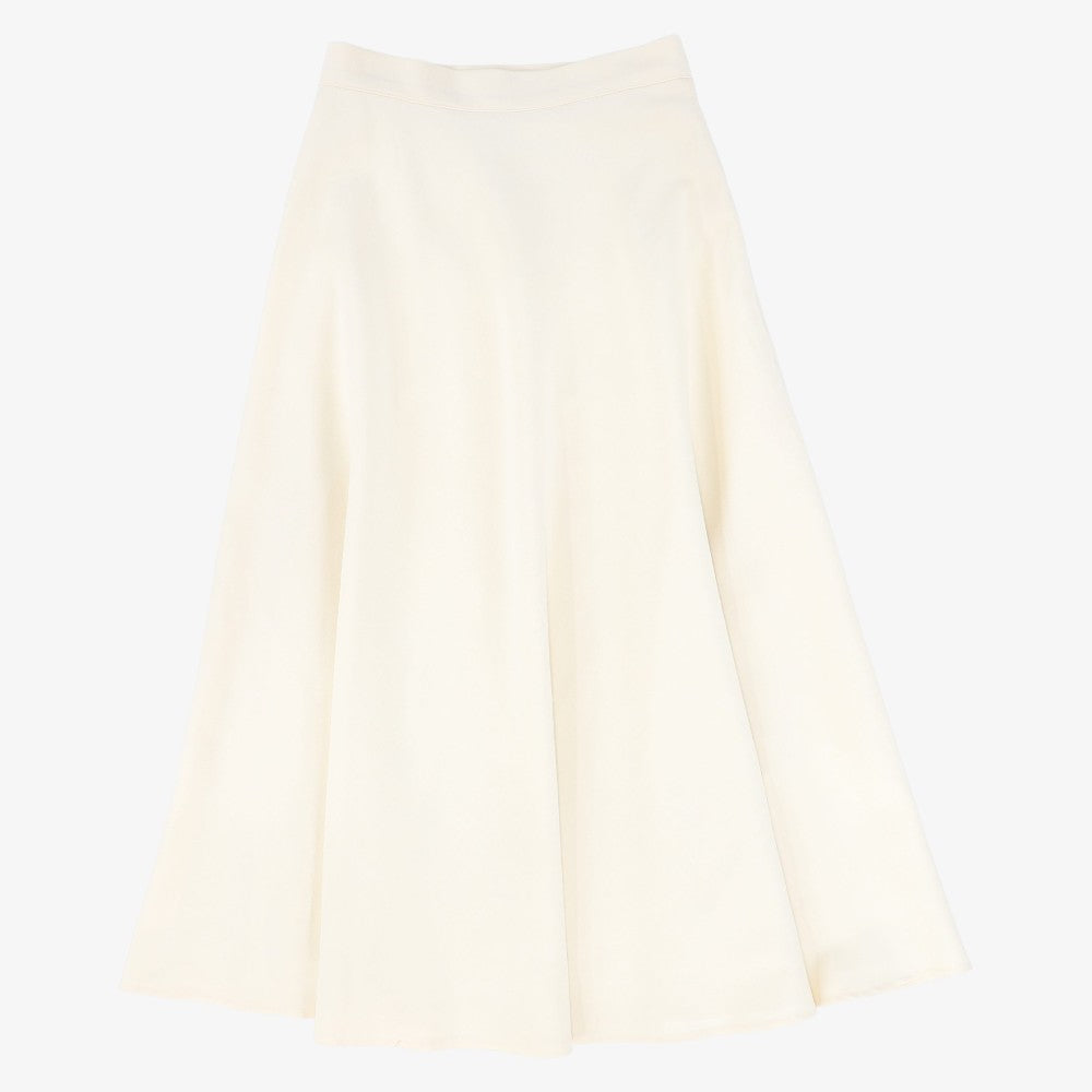 Waisted A-Line Maxi Skirt - Cream