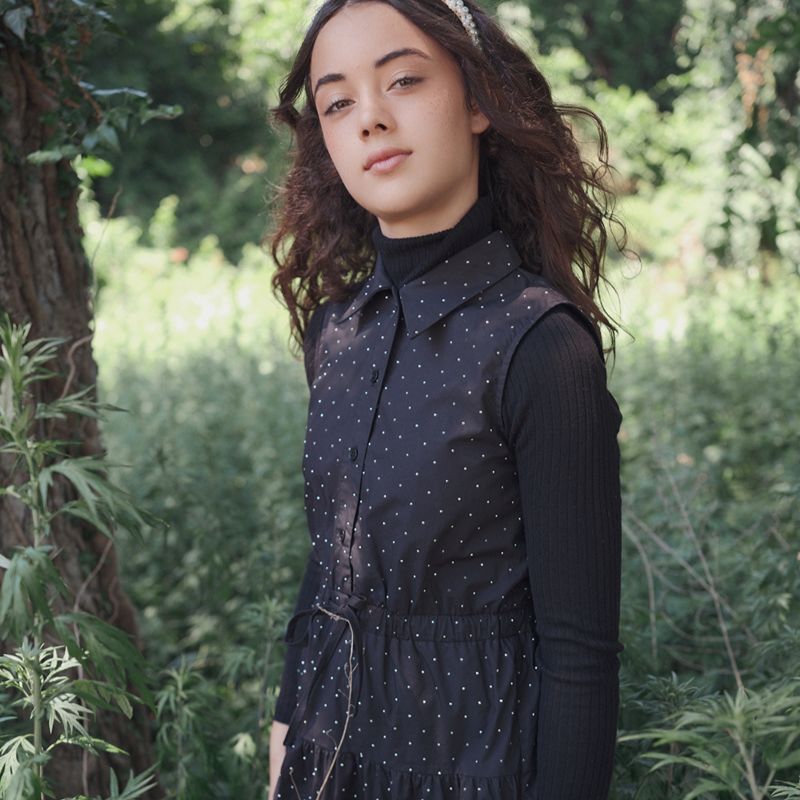 Rhinestone CollarJumper - Black
