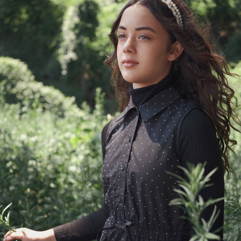 Rhinestone CollarJumper - Black