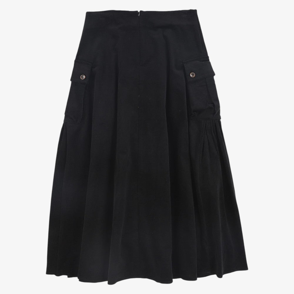Gathered Pocket Midi Skirt - Black