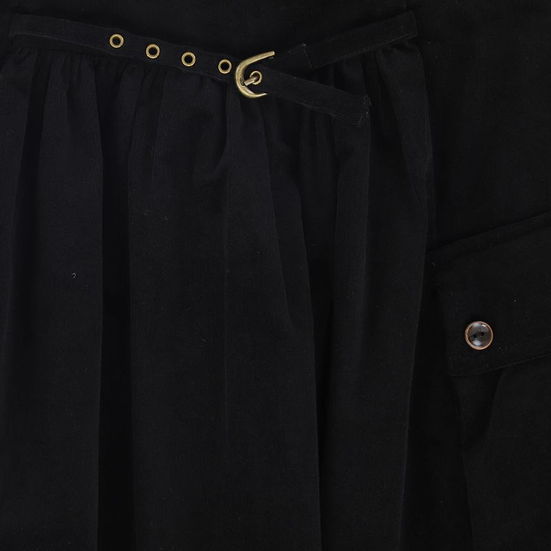 Gathered Pocket Midi Skirt - Black