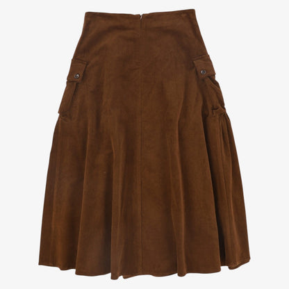 Gathered Pocket Midi Skirt - Brown