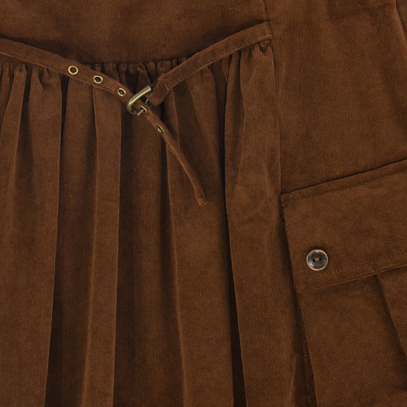 Gathered Pocket Midi Skirt - Brown