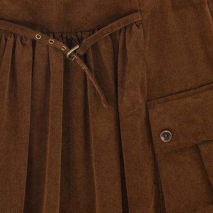 Gathered Pocket Midi Skirt - Brown
