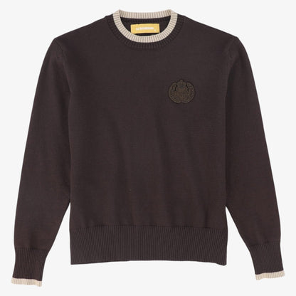Knit Trim Sweater - Brown