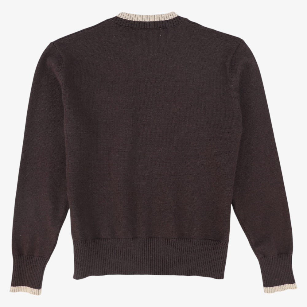 Knit Trim Sweater - Brown