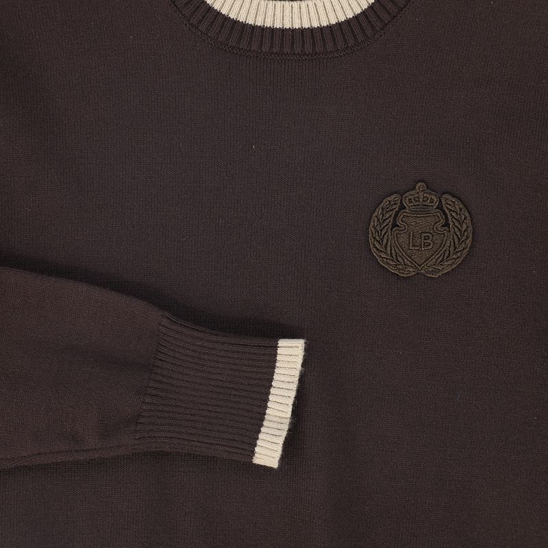 Knit Trim Sweater - Brown