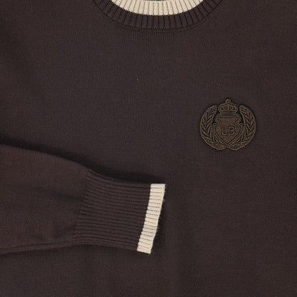 Knit Trim Sweater - Brown