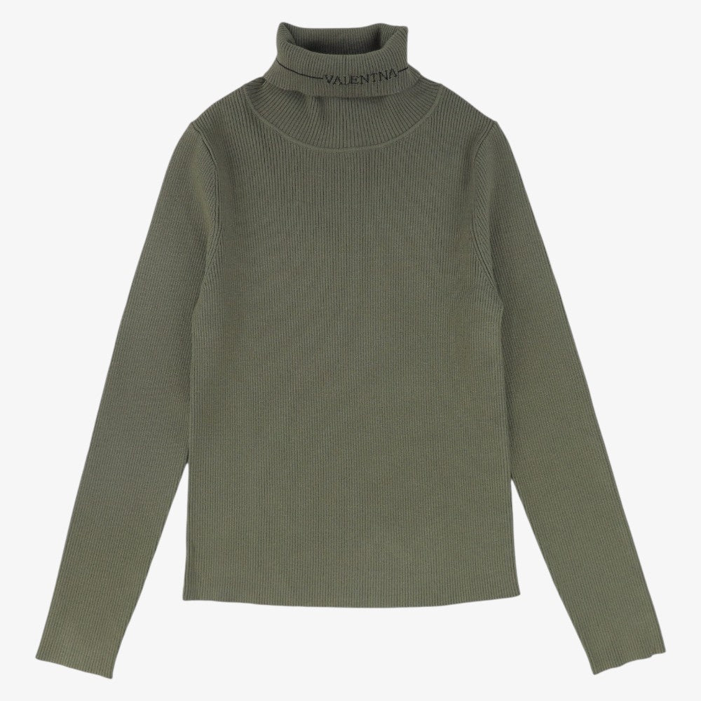 Rib Knit Logo Turtleneck - Green