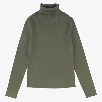 Rib Knit Logo Turtleneck - Green
