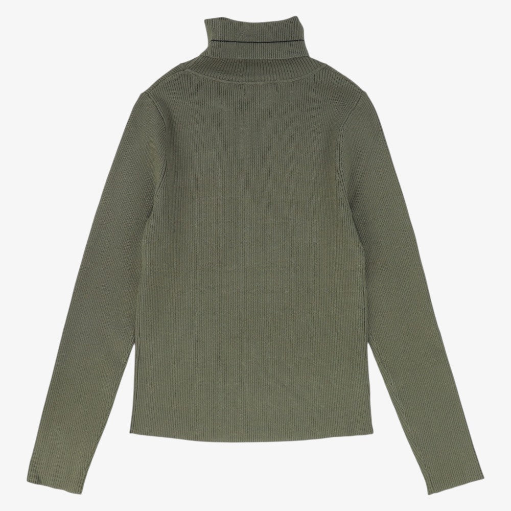 Rib Knit Logo Turtleneck - Green
