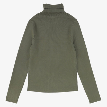 Rib Knit Logo Turtleneck - Green