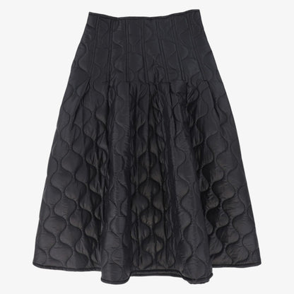 Quilted Midi Skirt - Black