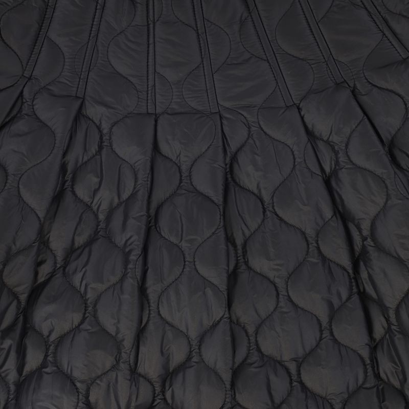 Quilted Midi Skirt - Black