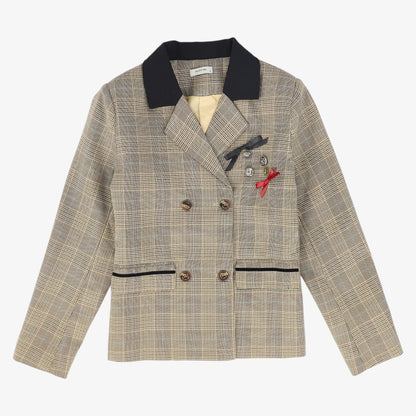 Plaid Pocket Blazer - Brown
