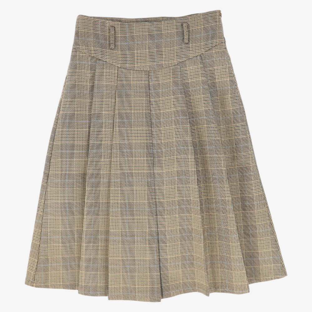 Plaid Pleat Skirt - Brown