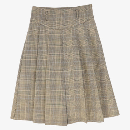 Plaid Pleat Skirt - Brown