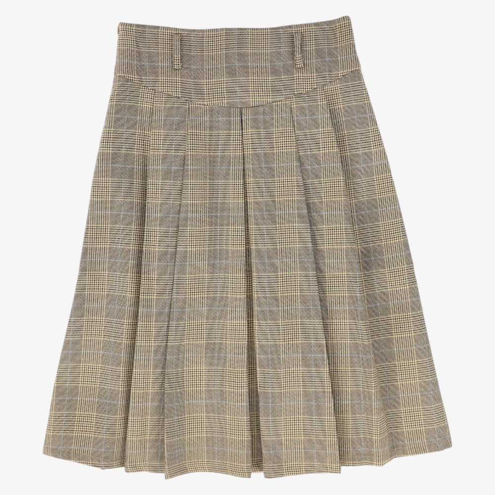 Plaid Pleat Skirt - Brown