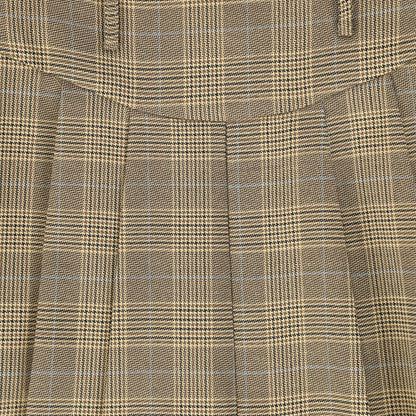 Plaid Pleat Skirt - Brown