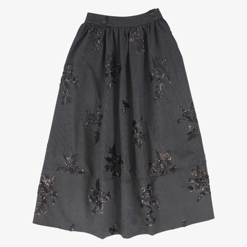 Pinstripe Sequin Skirt - Charcoal