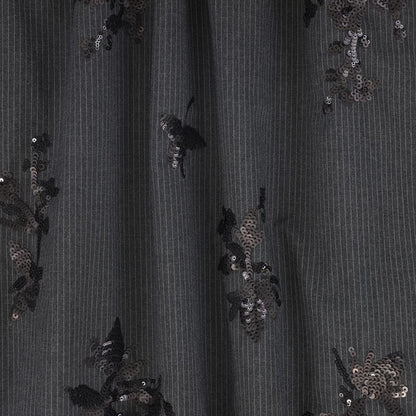 Pinstripe Sequin Skirt - Charcoal