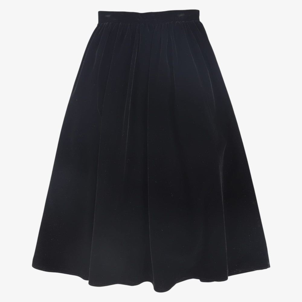 Velvet Gatered Maxi Skirt - Black