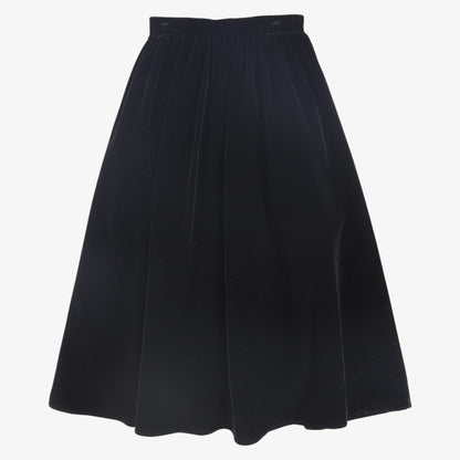 Velvet Gatered Maxi Skirt - Black