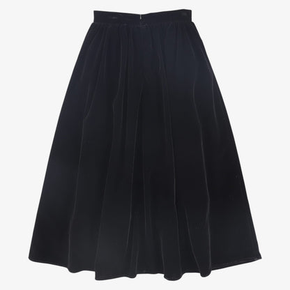 Velvet Gatered Maxi Skirt - Black