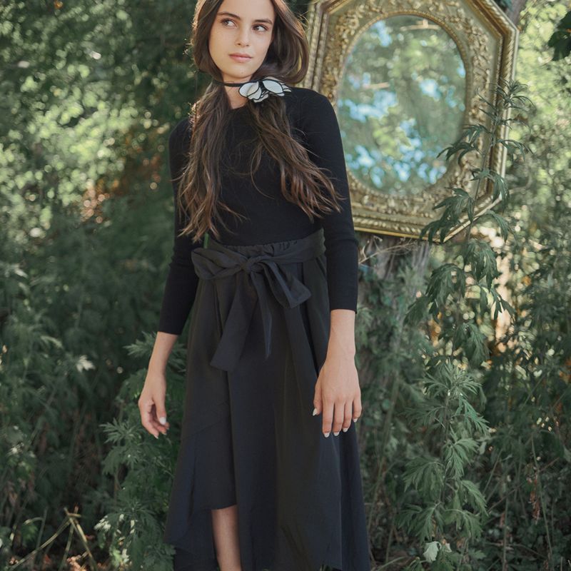 Tafetta Wrap Dress - Black
