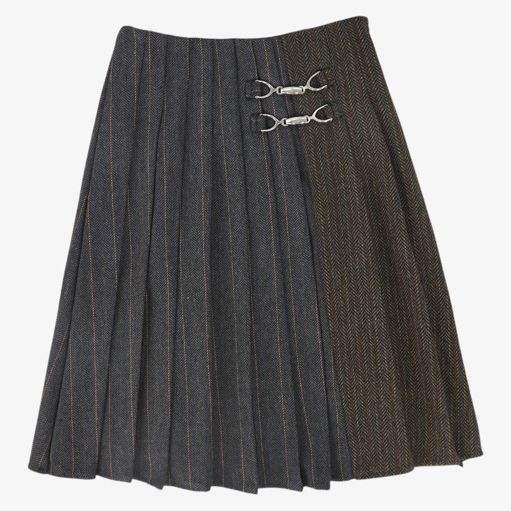 Chevron Pinstripe Skirt - Charcoal