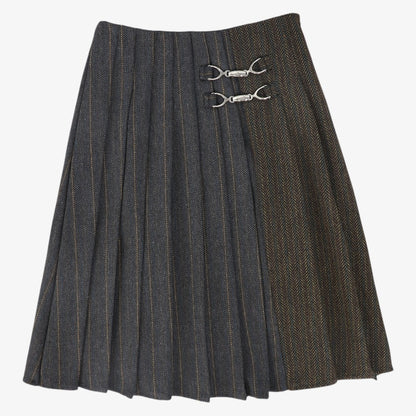 Chevron Pinstripe Skirt - Charcoal