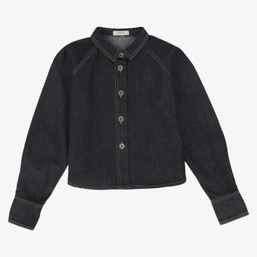 Contrast Seam Blouse - Black Denim