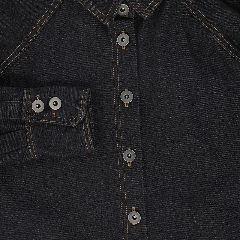 Contrast Seam Blouse - Black Denim