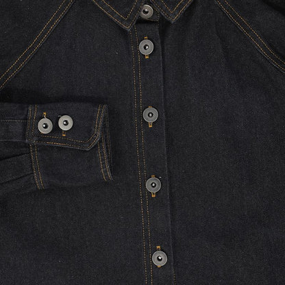 Contrast Seam Blouse - Black Denim