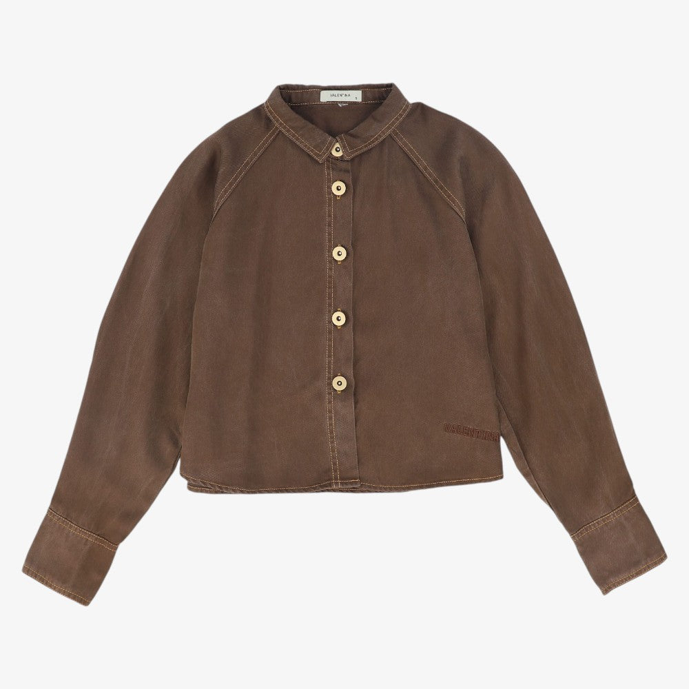 Contrast Seam Blouse - Brown