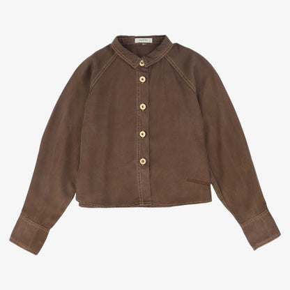 Contrast Seam Blouse - Brown